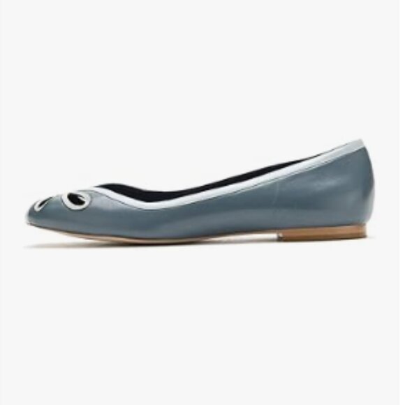 YDN Slate Blue Cutout Ballet Flats Peep Toe Loafer Pumps Comfy Slip On Shoes - Picture 1 of 8